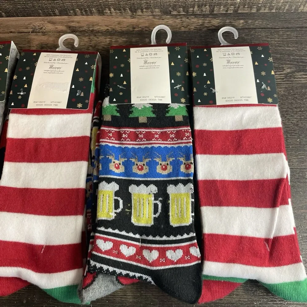 Lot Of Men’s Christmas Socks Funny Naughty & Nice, Elfed Up, Ho Ho Hold My Beer